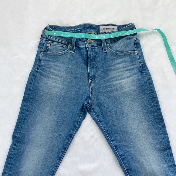 Light Wash Adrianna Goldschmied AG The Farrah Skinny High Rise Frayed Hem Jeans - Picture 2 of 6